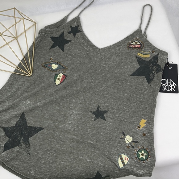 Chaser Tops - Chaser Vintage Dyed & Studded Tank Top